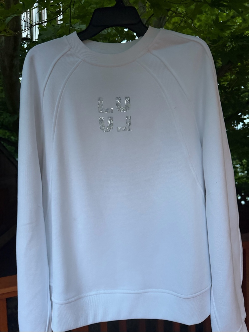 lululemon athletica White Rhinestone Logo Crewneck